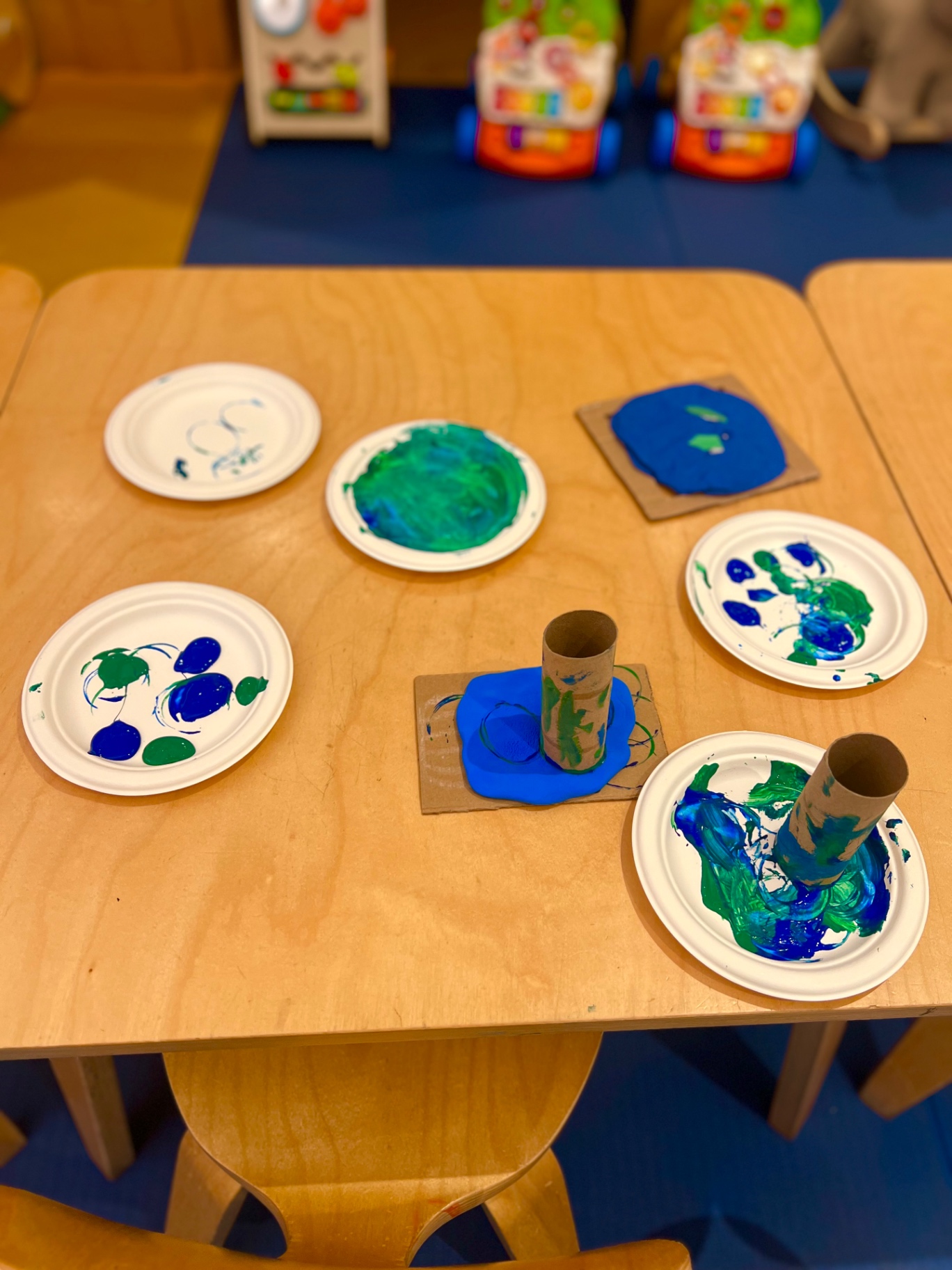 Painted paper plates from an art session